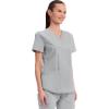 Cherokee Scrubs for Women V-Neck Top, 3 Pockets, Fade Resistant, Soft Stretch Fabric with Shirttail Hem & Side vents – WW665(Grey)