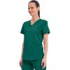 Cherokee Scrubs for Women V-Neck Top, 3 Pockets, Fade Resistant, Soft Stretch Fabric with Shirttail Hem & Side vents – WW665(Hunter Green)