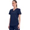Cherokee Scrubs for Women V-Neck Top, 3 Pockets, Fade Resistant, Soft Stretch Fabric with Shirttail Hem & Side vents – WW665(Navy)