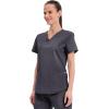 Cherokee Scrubs for Women V-Neck Top, 3 Pockets, Fade Resistant, Soft Stretch Fabric with Shirttail Hem & Side vents – WW665(Pewter)