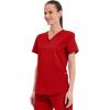 Cherokee Scrubs for Women V-Neck Top, 3 Pockets, Fade Resistant, Soft Stretch Fabric with Shirttail Hem & Side vents – WW665(Red)