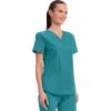 Cherokee Scrubs for Women V-Neck Top, 3 Pockets, Fade Resistant, Soft Stretch Fabric with Shirttail Hem & Side vents – WW665(Teal Blue)
