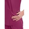 Cherokee Scrubs for Women V-Neck Top, 3 Pockets, Fade Resistant, Soft Stretch Fabric with Shirttail Hem & Side vents – WW665(Wine)