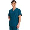 Cherokee Scrubs for Women and Men Unisex V-Neck Nursing Scrub Top with 3 Pockets, Side Vents & Easy Care Fabric – 4876(Caribbean Blue)