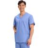Cherokee Scrubs for Women and Men Unisex V-Neck Nursing Scrub Top with 3 Pockets, Side Vents & Easy Care Fabric – 4876(Ciel)