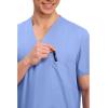 Cherokee Scrubs for Women and Men Unisex V-Neck Nursing Scrub Top with 3 Pockets, Side Vents & Easy Care Fabric – 4876(Ciel)