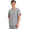Cherokee Scrubs for Women and Men Unisex V-Neck Nursing Scrub Top with 3 Pockets, Side Vents & Easy Care Fabric – 4876(Grey)