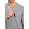 Cherokee Scrubs for Women and Men Unisex V-Neck Nursing Scrub Top with 3 Pockets, Side Vents & Easy Care Fabric – 4876(Grey)