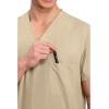 Cherokee Scrubs for Women and Men Unisex V-Neck Nursing Scrub Top with 3 Pockets, Side Vents & Easy Care Fabric – 4876(Khaki)