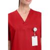 Cherokee Scrubs for Women and Men Unisex V-Neck Nursing Scrub Top with 3 Pockets, Side Vents & Easy Care Fabric – 4876(Red)