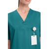 Cherokee Scrubs for Women and Men Unisex V-Neck Nursing Scrub Top with 3 Pockets, Side Vents & Easy Care Fabric – 4876(Teal Blue)