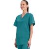 Cherokee Scrubs for Women and Men Unisex V-Neck Nursing Scrub Top with 3 Pockets, Side Vents & Easy Care Fabric – 4876(Teal Blue)