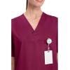 Cherokee Scrubs for Women and Men Unisex V-Neck Nursing Scrub Top with 3 Pockets, Side Vents & Easy Care Fabric – 4876(Wine)