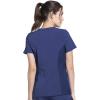 Cherokee Women Mock Wrap Contemporary Fit Scrubs Top with Stretchy Knit Panel CK680(Navy)