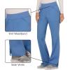 Cherokee Women Scrub Pant with Straight Leg Pull-on Pant Medical Bottom with 4 Pocket & 2-Way Stretch Fabric – WW110(Ciel Blue)