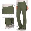Cherokee Women Scrub Pant with Straight Leg Pull-on Pant Medical Bottom with 4 Pocket & 2-Way Stretch Fabric – WW110(Olive)