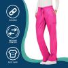 Cherokee Women Scrubs Pant Workwear Revolution Mid Rise Moderate Flare Drawstring WW120(Electric Pink)
