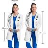 Cherokee Women’s Lab Coat Modern Classic Fit 33″ & 35″ Doctors Coat with 3 Pockets CK452(White)