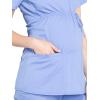 Cherokee Women’s Maternity Scrub Top with 3 Pockets Mock Wrap WW685(Ciel Blue)