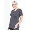 Cherokee Women’s Maternity Scrub Top with 3 Pockets Mock Wrap WW685(Pewter)