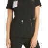 Cherokee Women’s Medical Scrub Top Iflex V-Neck Knit Panel Top – CK605(Black)