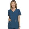 Cherokee Women’s Medical Scrub Top Iflex V-Neck Knit Panel Top – CK605(Caribbean Blue)