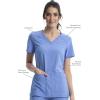 Cherokee Women’s Medical Scrub Top Iflex V-Neck Knit Panel Top – CK605(Ciel Blue)