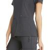 Cherokee Women’s Medical Scrub Top Iflex V-Neck Knit Panel Top – CK605(Pewter)