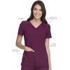 Cherokee Women’s Medical Scrub Top Iflex V-Neck Knit Panel Top – CK605(Wine)