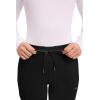 Cherokee Womens Mid Rise Tapered Leg Drawstring Scrub Pants 5 Pocket 360 Stretch Moisture Wicking Easy Care – CK095(Black)