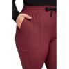 Cherokee Womens Mid Rise Tapered Leg Drawstring Scrub Pants 5 Pocket 360 Stretch Moisture Wicking Easy Care – CK095(Cabernet)