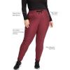 Cherokee Womens Mid Rise Tapered Leg Drawstring Scrub Pants 5 Pocket 360 Stretch Moisture Wicking Easy Care – CK095(Cabernet)