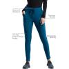 Cherokee Womens Mid Rise Tapered Leg Drawstring Scrub Pants 5 Pocket 360 Stretch Moisture Wicking Easy Care – CK095(Caribbean Blue)