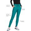 Cherokee Womens Mid Rise Tapered Leg Drawstring Scrub Pants 5 Pocket 360 Stretch Moisture Wicking Easy Care – CK095(Hunter Green)