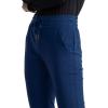 Cherokee Womens Mid Rise Tapered Leg Drawstring Scrub Pants 5 Pocket 360 Stretch Moisture Wicking Easy Care – CK095(Navy)