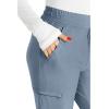 Cherokee Womens Mid Rise Tapered Leg Drawstring Scrub Pants 5 Pocket 360 Stretch Moisture Wicking Easy Care – CK095(Ocean Ash)