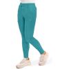 Cherokee Womens Mid Rise Tapered Leg Drawstring Scrub Pants 5 Pocket 360 Stretch Moisture Wicking Easy Care – CK095(Teal Blue)