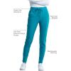 Cherokee Womens Mid Rise Tapered Leg Drawstring Scrub Pants 5 Pocket 360 Stretch Moisture Wicking Easy Care – CK095(Teal Blue)