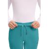 Cherokee Womens Mid Rise Tapered Leg Drawstring Scrub Pants 5 Pocket 360 Stretch Moisture Wicking Easy Care – CK095(Teal Blue)