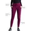Cherokee Womens Mid Rise Tapered Leg Drawstring Scrub Pants 5 Pocket 360 Stretch Moisture Wicking Easy Care – CK095(Wine)