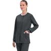 Cherokee Womens Scrub Jacket Nurse Snap Front Medical Uniform with Pockets, 2-Way Stretch, Easy Care Soft Fabric – WW310(Black)