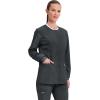 Cherokee Womens Scrub Jacket Nurse Snap Front Medical Uniform with Pockets, 2-Way Stretch, Easy Care Soft Fabric – WW310(Black)