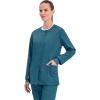 Cherokee Womens Scrub Jacket Nurse Snap Front Medical Uniform with Pockets, 2-Way Stretch, Easy Care Soft Fabric – WW310(Caribbean Blue)