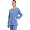 Cherokee Womens Scrub Jacket Nurse Snap Front Medical Uniform with Pockets, 2-Way Stretch, Easy Care Soft Fabric – WW310(Ciel Blue)