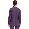 Cherokee Womens Scrub Jacket Nurse Snap Front Medical Uniform with Pockets, 2-Way Stretch, Easy Care Soft Fabric – WW310(Eggplant)