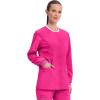 Cherokee Womens Scrub Jacket Nurse Snap Front Medical Uniform with Pockets, 2-Way Stretch, Easy Care Soft Fabric – WW310(Electric Pink)