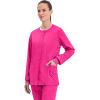 Cherokee Womens Scrub Jacket Nurse Snap Front Medical Uniform with Pockets, 2-Way Stretch, Easy Care Soft Fabric – WW310(Electric Pink)