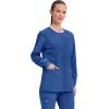 Cherokee Womens Scrub Jacket Nurse Snap Front Medical Uniform with Pockets, 2-Way Stretch, Easy Care Soft Fabric – WW310(Galaxy Blue)