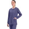 Cherokee Womens Scrub Jacket Nurse Snap Front Medical Uniform with Pockets, 2-Way Stretch, Easy Care Soft Fabric – WW310(Grape)