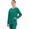 Cherokee Womens Scrub Jacket Nurse Snap Front Medical Uniform with Pockets, 2-Way Stretch, Easy Care Soft Fabric – WW310(Hunter Green)
